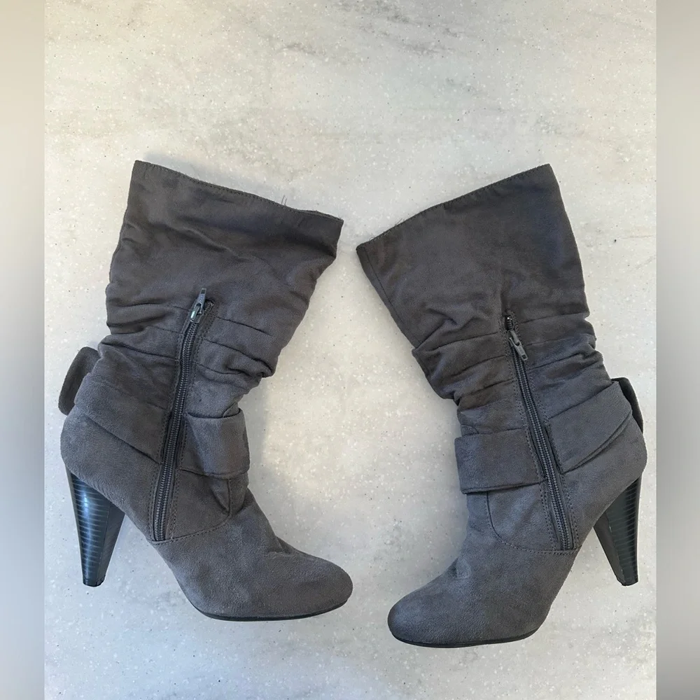 Apt 9 Ophelia Gray Scrunch Suede Boots size 7.5 - Picture 4 of 5